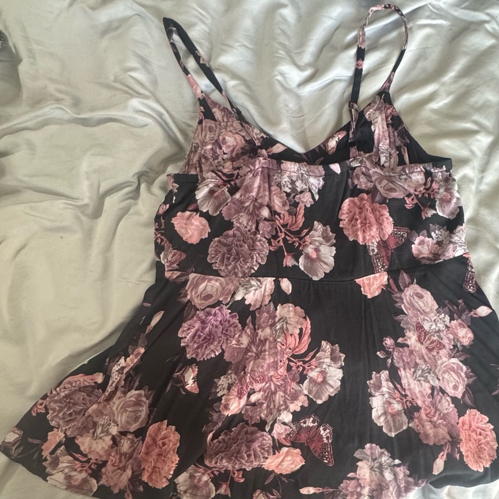 Torrid Black and Pink Ruffled Peplum Camisole
